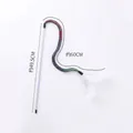 Cat wand toy with white feathers and flexible 60cm rainbow tube for interactive play - White Feather Gradient Tube Wand