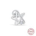 Minimalist S925 sterling silver star cartilage piercing with a sparkling zircon inlay - Style 1 (Single) - Star