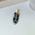Elegant large black and white marble acetate hair claw clip with golden metal base - 1# Seamless Hair Clip / 5.2cm*1.7cm