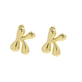 Chubby bubble letter K stud earrings in 18k gold plated copper with metallic finish - Style-K