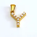 Pendentif lettre Y doré avec perles blanches sur un collier minimaliste en acier - Perle Y (ZP1034G-Y)