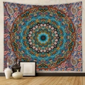 Bohemian mandala tapestry with intricate paisley patterns in deep blue and vibrant orange - 73X95CM / Colorful Mandala (Brushed)