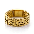Men's hip hop 316L stainless steel woven Byzantine chain bracelet in polished gold finish - 23mm / Gold