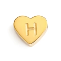 Golden stainless steel heart-shaped charm bead with engraved letter H for DIY jewelry - Letter H (Gold)