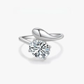 Elegant S925 sterling silver ring with sparkling oval-cut zircon and fluid line design - US Size 8 / Oval Zircon Streamlined Design (PNJ019) / Platinum