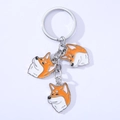 Modischer Shiba Inu Emaille Schlüsselanhänger mit Metallring für Hunde-Liebhaber - Shiba Inu/Akita (42 Akita)