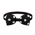 Adjustable pet bow tie with white polka dots on black ribbed fabric for dogs and cats - Black with White Dots