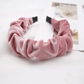 Elegant pink velvet ruched headband with a vintage pleated design for high cranial top look - Pink