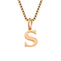 Elegant rose gold S-letter pendant necklace with classic box chain in polished finish - Letter S-Rose Gold