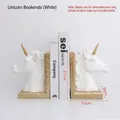 Serre-livres licorne en résine blanche avec détails dorés et hauteur de 21 cm - Blanc
