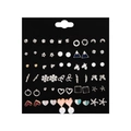 Set di 30 paia di orecchini a lobo moda con perle e cristalli su cartoncino nero - Set da 30 Paia di Stili Misti (E0494-1)