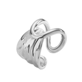 Macro shot of silver ring with unique crinkled metal texture and twisted knot detail - Silver Style I (Ripple Fold Design)