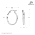 Detailed size specifications for 925 sterling silver hollow hoop earrings in silver - 20mm / Silver