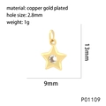 Detailed view of gold plated star charm with cubic zirconia for DIY jewelry making - Spiky Star (P01109)