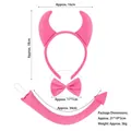 Pink devil cosplay set featuring plush horn headband, bow tie, and tail for costume parties - Rose Red Devil Horn 3-Piece Set