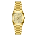 Montre carrée dorée élégante pour femme avec cadran soleil et index strass - Boîtier Doré Cadran Doré