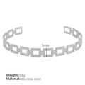 Sleek 7mm silver hollow chain link open bangle made of durable stainless steel - Rectangular Hollow Link (SZ84) / Silver