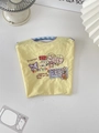 Mini-Handtasche aus gelbem Oxford-Stoff mit bunter Stickerei und blauem Webgriff - Schmetterling Buchstaben Druck / 2024 Gelb