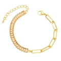 Gold-plated chain bracelet with baguette-cut champagne zircon stones and lobster clasp - Champagne