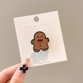 Broche bonhomme en pain d'épices mignon en alliage brun avec nœud papillon rouge - Bonhomme en pain d’épice