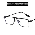Minimalist square black metal sunglasses with transparent lenses in a side view - Black Frame Clear Lenses