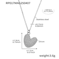Gold plated stainless steel heart necklace with zircon inlay and 40cm adjustable chain - 40+5cm / Silver-V