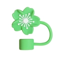 Tapa de silicona de 10 mm con forma de flor verde para pajita de vasos Stanley - Floral Verde