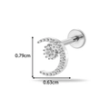 Silver G23 titanium labret stud with crystal crescent moon and starburst design - Moon & Star Style (T2553-3#) / Silver