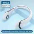 Foldable neck fan in cloud white with 5000mAh battery and 80 air outlets - Cloud White/High Capacity Battery