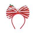 Christmas headband with large red and silver striped glitter bow and snowflake motifs - 20.5X21.5CM / Red & Silver Glitter Bow (Merry Christmas)