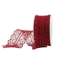 Exquisite wine red floral lace ribbon roll with delicate scalloped edges and cutout patterns - S020