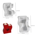 Stampo in silicone a cuore a S per portacandele in gesso irregolari con misure dettagliate - Set-Splicing del Cuore Irregolare