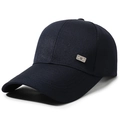 Men's navy blue baseball cap featuring a premium silver metal logo on a twill fabric - One Size(Adjustable) / Navy Blue
