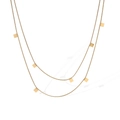 Double-layered 18K gold plated stainless steel snake chain necklace with square pendants - Square Pendant (24768)