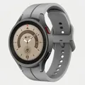 Gray silicone watch band for Samsung Galaxy Watch 6/5/4 with a sleek metal round case - watch5/5Pro / Gray