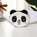 Cute panda plush coin purse with embroidery details and a black metal chain hanging - Black Big Eye Panda