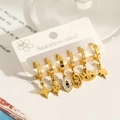 Set di 6 orecchini a cerchio in acciaio placcato oro con ciondoli occhio e stelle - Combinazione da 6 Pezzi Stella Serpente (44003)