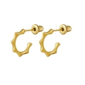Golden irregular wavy C-shaped earrings in polished stainless steel for women - Gold