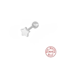 Makroaufnahme von S925 Sterlingsilber Piercingstecker mit einem kleinen Fünf-Sterne-Design - Einzelner Polierter Stern / Silber