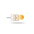 G23 titanium labret piercing met gouden bloemvormige vierkante zirkonia kristallen - Vierkante Cluster Stijl (588-2#金)