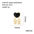 Detailed view of an 18K gold plated heart and figure pendant with size specifications - Black Heart Boy Girl