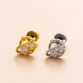 Zwei Schraub-Ohrstecker in Gold und Silber mit Zirkonia im Planeten-Design - 2# (Planet) / Gold
