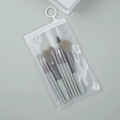 Eight-piece gray makeup brush set with various brush types in transparent zip pouch - 8Pcs Macaron Green