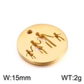 Golden stainless steel family pendant with cut-out design, 15mm diameter and 2g weight - Gold Style 12 (KLJ2375-Z)