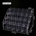 Clear acrylic 4 tiers slanted pen organizer display rack for stationery storage - Extended Quadruple Layer Style