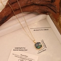 Collier vintage en acier inoxydable avec pendentif floral en émail bleu et perle - 5# Fleurs