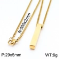 Polished 18K gold-plated stainless steel bar necklace with detailed dimension markings - Gold Short Style (KN197584-Z)