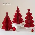 30cm red paper honeycomb Christmas tree decorations with star toppers for holiday decor - Red Star Tree Set