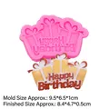 Pink Happy Birthday silicone mold with gift box design for cake topper decoration - Gift Box Style / Creamy Pink