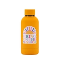 Yellow matte stainless steel water bottle with sun design and Bring On The Sunshine text - Earthy Yellow Style 1C